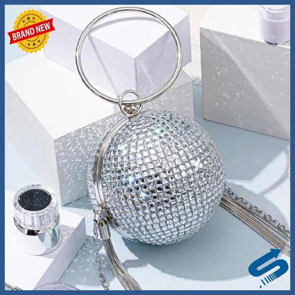 Crystal Rhinestone Disco Ball Clutch Crossbody Evening Party Purse